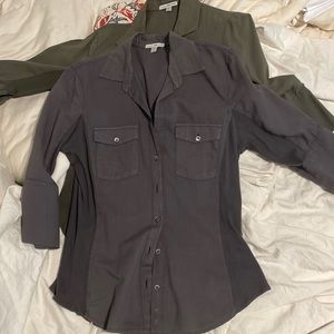 James Perse Grey fitted button down